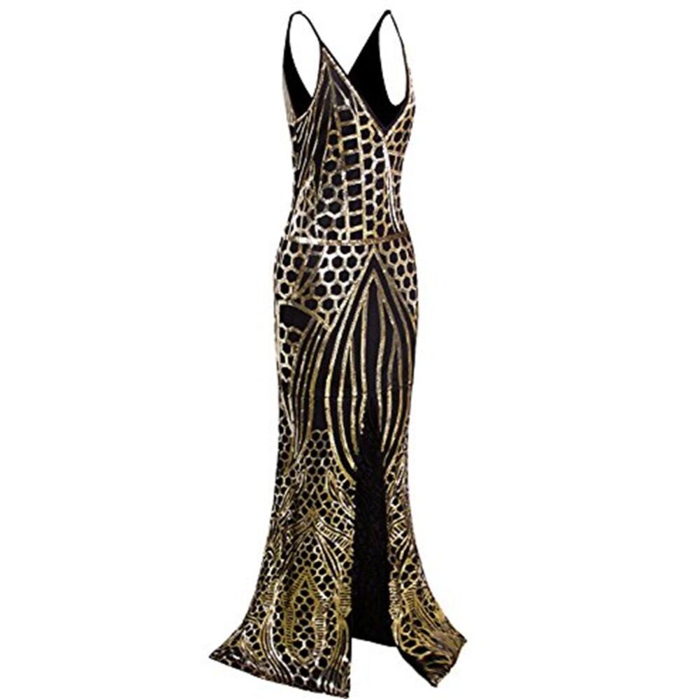 Sophisticated Black and Gold Maxi Dress